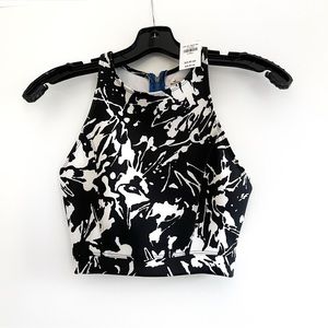 Hollister Black & White Abstract Crop Tank
